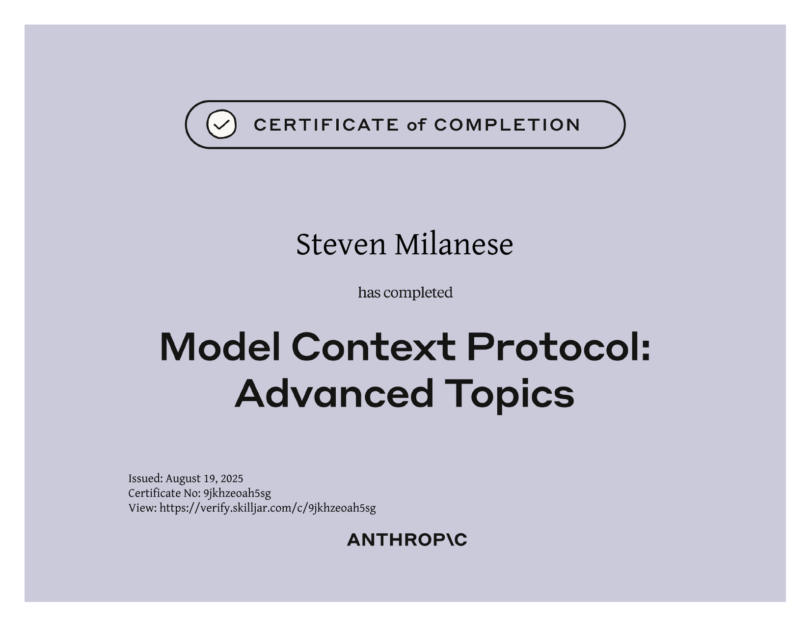 MCP Advanced Topics Certificate