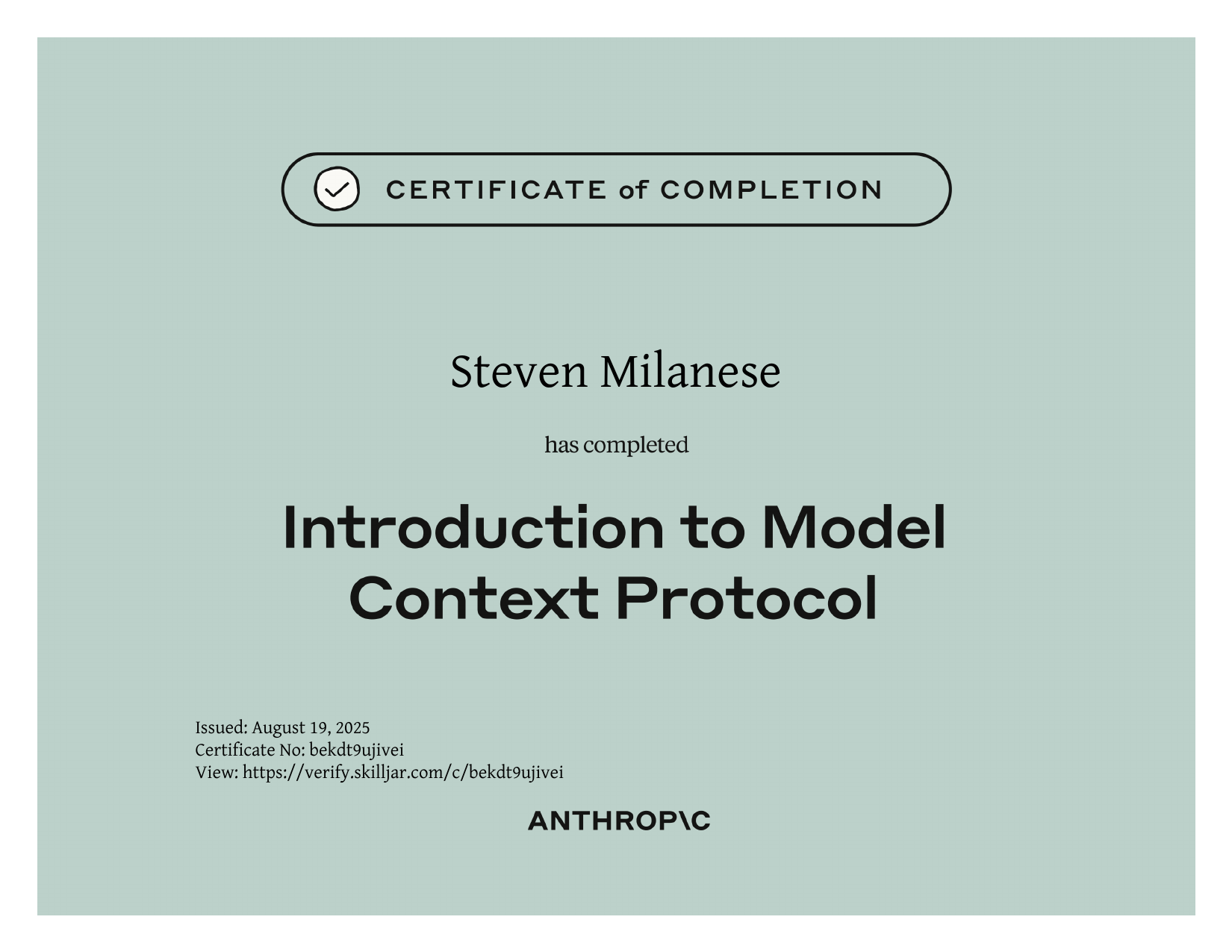 Model Context Protocol Certificate