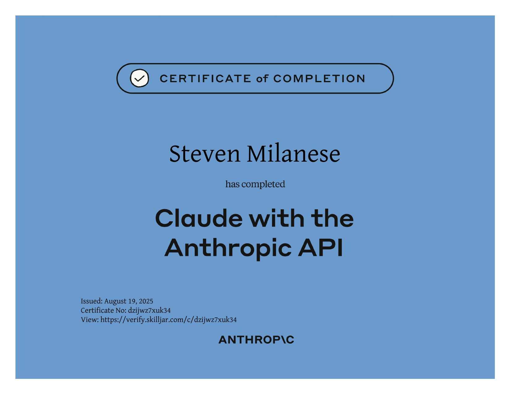 Claude API Certificate